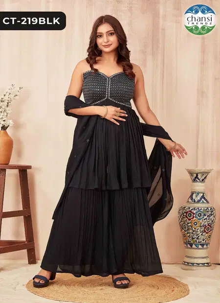 Ct 219 By Chansi Trendz Poly Silk Readymade Suits Wholesale In India